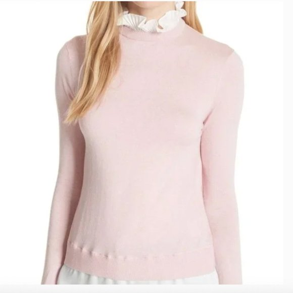 Ted Baker Kaarina pink Pleated neck mockable sweater size 2 PLEASE READ - Picture 2 of 13